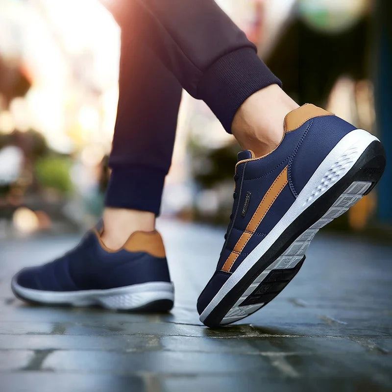 Skórzane męskie buty sportowe – modne, codzienne, włoskie, oddychające, rekreacyjne, męskie trampki, obuwie antypoślizgowe, męskie buty wulkanizowane