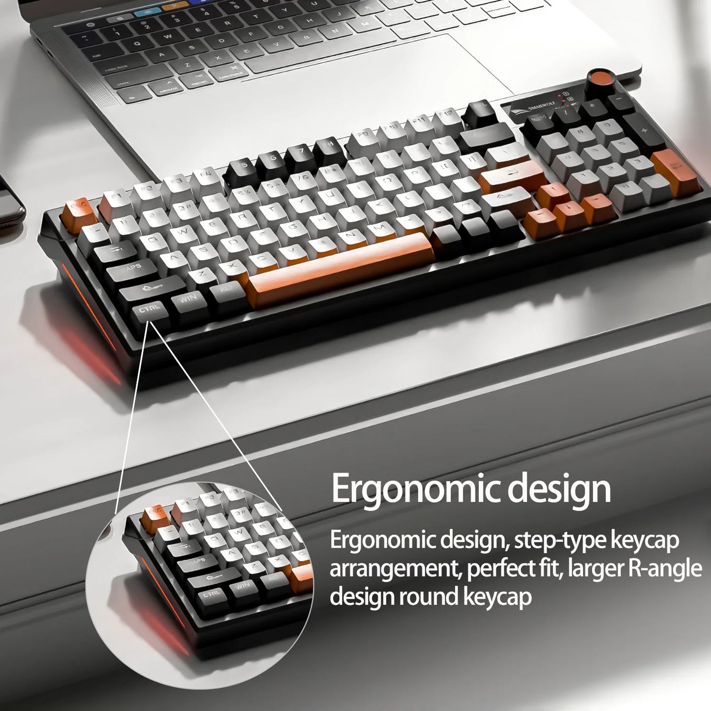 SMAILWOLF MK95 Bluetooth Wireless Three-Mode Mechanical Keyboard Arabic Russian Korean Thai Spanish Keyboard E-Sports Game