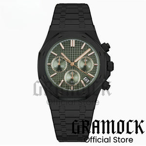 Gramock VK63 Fashionable Men's Quartz Chronograph Luxury Sapphire Stainless Steel Rose Gold Index Dial Waterproof 5Bar Luminous