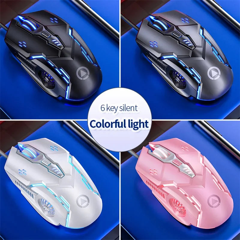 YINDIAO Ergonomic Wired Gaming Mouse RGB Mute Mause LED Backlit 3200dpi 6Button G5 USB Mechanical Mouse For PC Laptop Computer
