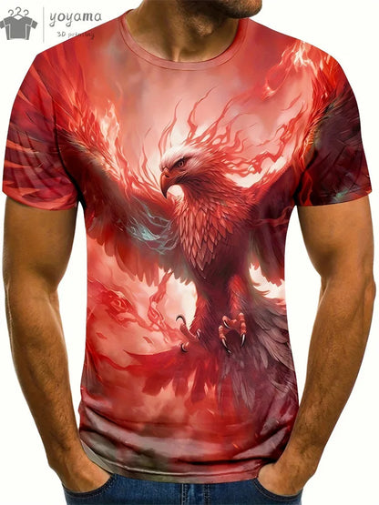 Animal Dragon 3D Print Sport Rychleschnoucí Prodyšné Pánské Tričko Outdoor Street Harajuku Běh Fitness Krátký rukáv Oblečení Top Léto