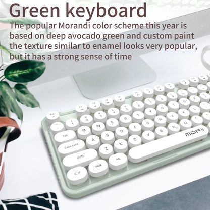 MOFii Black Retro Round Keycaps Wireless Keyboard & Mouse Combo, 2.4G Quiet Office Set, US QWERTY Layout
