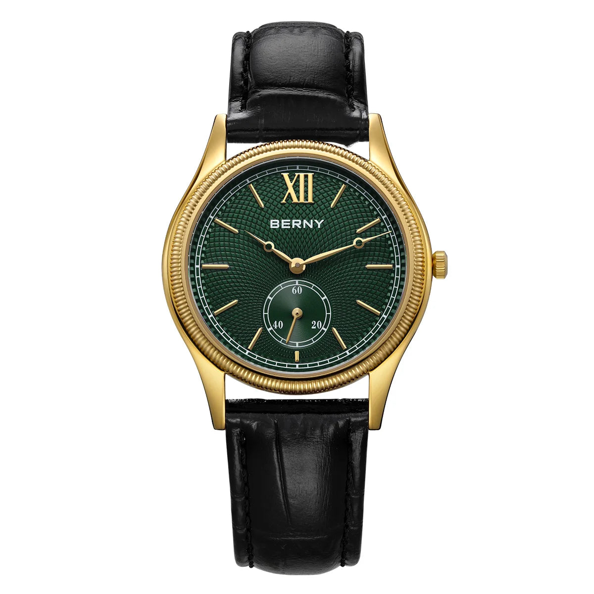 BERNY Luxury Watches for Men Classic Elegance Slim Dress Gold Quartz Men's Watch Leather Strap Fashion Business Wristwatch