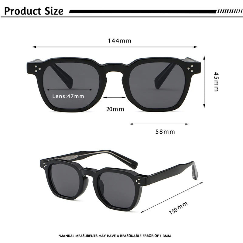 CATERSIDE New Fashion Punk Men Sunglasses Frame Square Personalized Design Sun Glasses Women Travel Party Business Festival Gift
