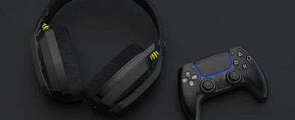 BINNUNE BW06 Casque Gamer Sans Fil Bluetooth 2.4GHz avec Micro pour PS5 PS4 PC Mac PlayStation, Headset Stéréo pour Joueurs