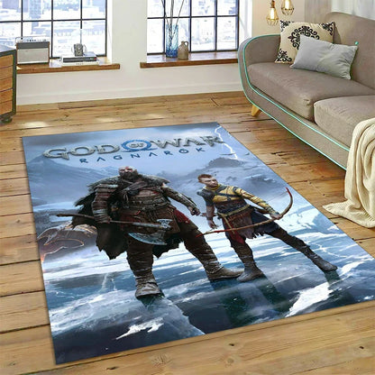 God of War Games Kratos Cartoon 3D Carpet Rug for Bedroom Living Room Home Sofa Decoration,Children Game Large Decor Floor Mat