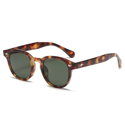 JNPCXI New Retro Round Sunglasses Women Yellow Fashion Rivets Decoration Shades UV400 Men Punk Sun Glasses