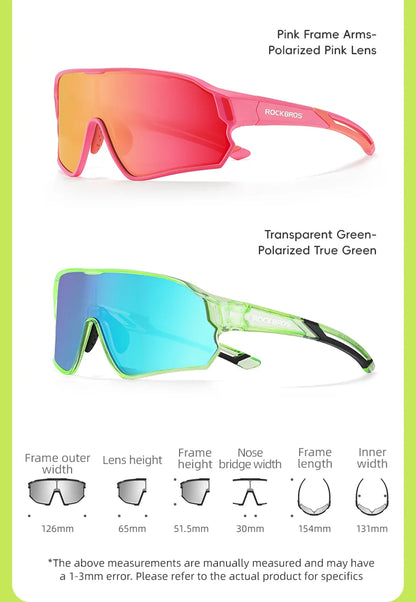ROCKBROS Occhiali da ciclismo polarizzati fotocromatici per bambini con protezione UV400 Occhiali da sole per sport all'aperto Occhiali da bicicletta MTB per bambini