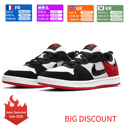 Nike SB Alleyoop Suede Low-Top Skate Shoes for Men in Black, White, and Red CJ0882-102