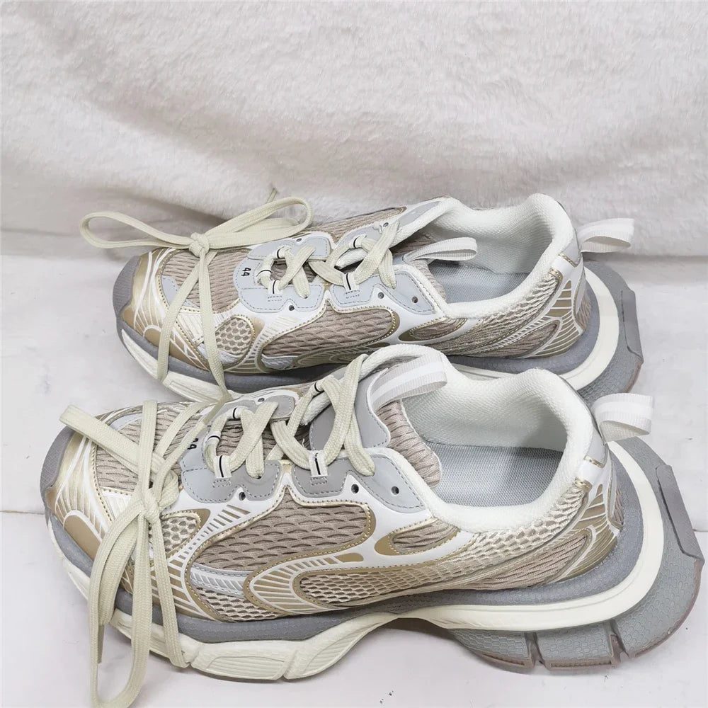Pantofi sport pentru bărbați Street Style cu talpă groasă, culori mixte noi, cu șireturi, încălțăminte casual pentru cupluri, confortabilă și respirabilă, pentru alergare și mers pe jos