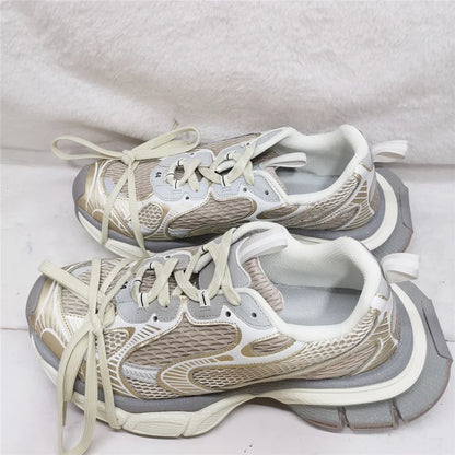 Pantofi sport pentru bărbați Street Style cu talpă groasă, culori mixte noi, cu șireturi, încălțăminte casual pentru cupluri, confortabilă și respirabilă, pentru alergare și mers pe jos