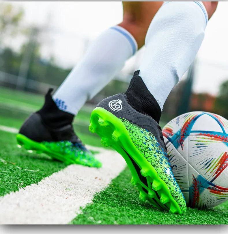1 paire de chaussures de football pour hommes, résistantes à l'usure, antidérapantes, avec crampons longs et courts, idéales pour les matchs sur gazon extérieur, pour étudiants et adultes