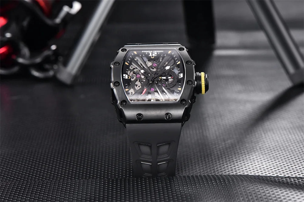 PAGANI DESIGN 42 MM Herren-Skelett-Quarzuhr Japan VH65 Saphirglas Edelstahl 50M wasserdicht Armbanduhren PD1738 Neu