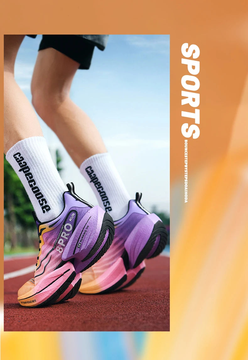 NEW Sports Running Shoes Men Marathon Breathable Comfortable Women Athletic Training Outdoor Sneakers Air Cushion Carbon Plate