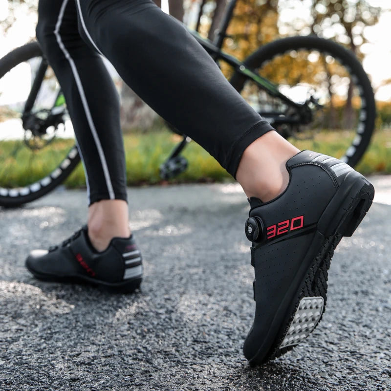 Scarpe da ciclismo professionali con suola in gomma, fibbia a bottone, scarpe da MTB da donna senza chiusura, scarpe da ciclismo indoor da uomo, scarpe da ciclismo cross-country