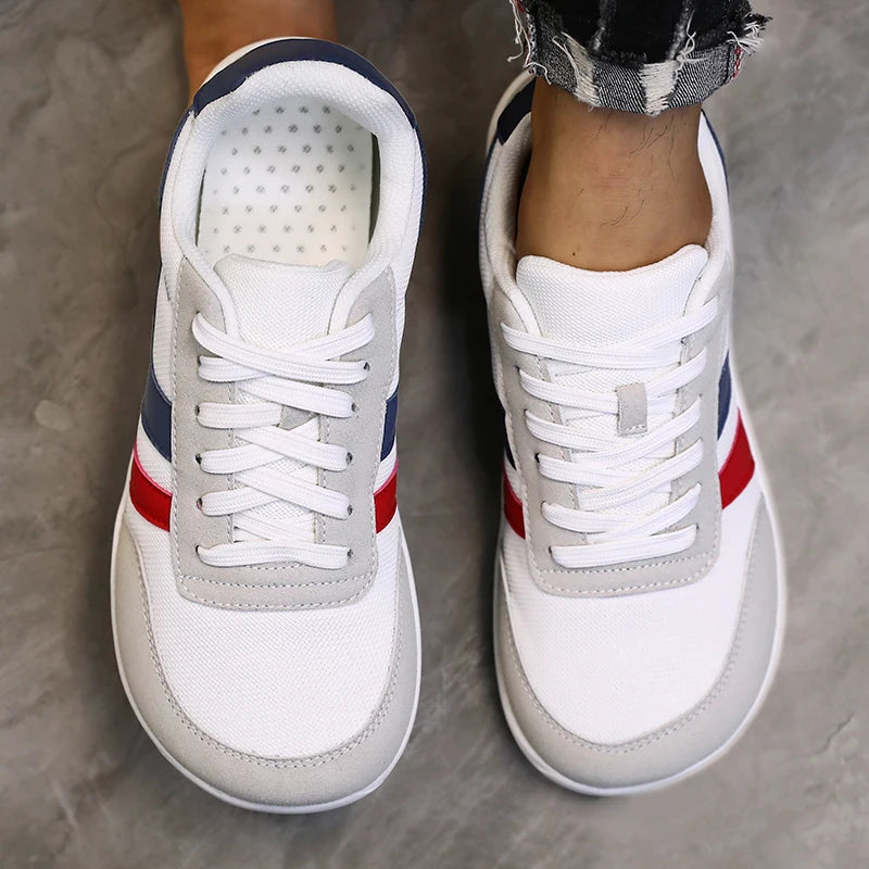 Ανδρικά παπούτσια τένις με φαρδύ μπροστινό μέρος, παπούτσια για γυμνά πόδια, μινιμαλιστικά, αναπνεύσιμα, άνετα, παπούτσια για περπάτημα στην ύπαιθρο, αθλητικά-καθημερινά, μπλε παπούτσια