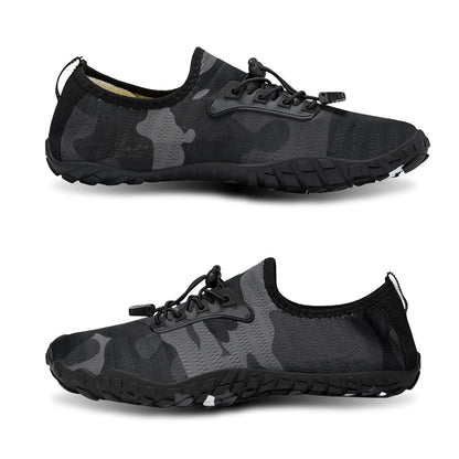 Oiaano Barfußschuhe mit breiter Zehenbox, schwarz, für Damen und Herren, Unisex-Sportsneaker, Aqua-Strandschuhe mit weicher Sohle, leicht und atmungsaktiv