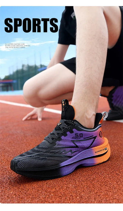 Heren hardloopschoenen met koolstofplaat, zacht gedempte, schokabsorberende sportschoenen, unisex sneakers, lichte antislip trainingsschoenen