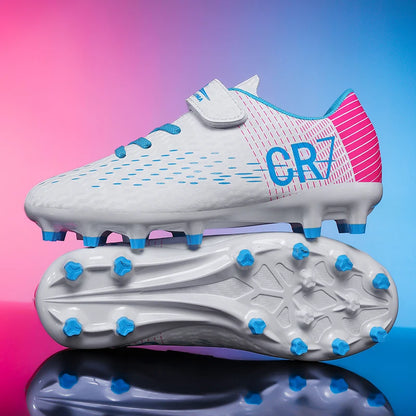 Nouvelles chaussures de football montantes à crampons longs pour adolescents et étudiants, adaptées aux garçons et aux filles, élégantes, durables et tendance