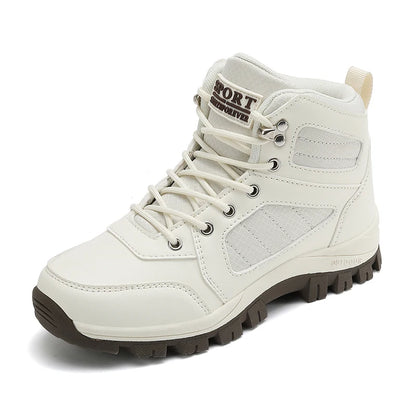 Scarpe sportive da donna bianche, casual, antiscivolo, da corsa, per escursioni all’aperto, arrampicata, impermeabili, traspiranti, con lacci, con suola rialzata