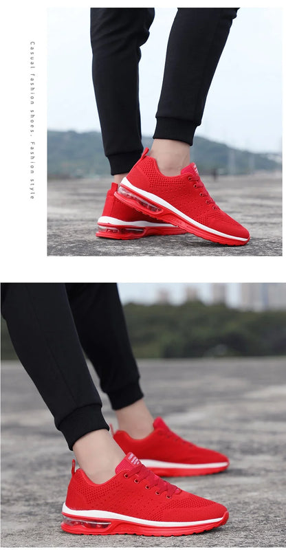 Red Cheap Running Shoes for Men Women Breathable Weave Air Cushion Sneakers Big Size 35-46 Men Lightweight Sports Shoes Trainers