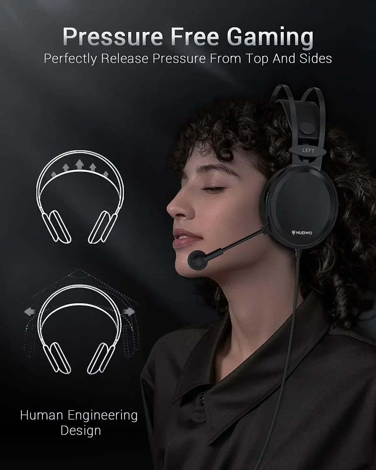 NUBWO casque de jeu filaire sur l'oreille avec micro antibruit casques N7 Gamer PS4 Xbox One casque stéréo pour PC/MAC/PS4/PS5