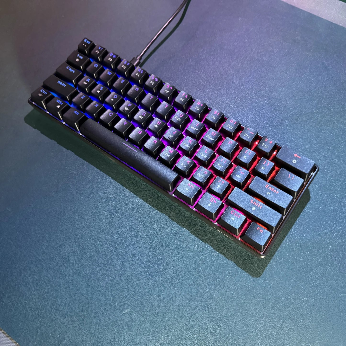 RK61 Wired 60% Mechanical Gaming Keyboard RGB Backlit 61 Keys Ultra-Compact Hot Swappable Red Switch Provides a Smooth