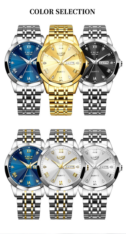 LIGE Fashion Quartz Wristwatches Casual Sport Military Watch For Women Top Brand Luxury Waterproof Watch Ladies Relogio Feminino