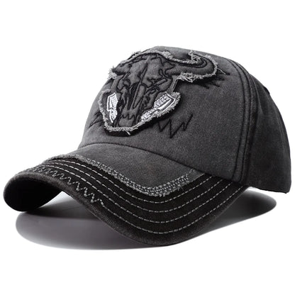 2026 New Hip Hop Vintage Washed Denim Baseball Cap Casquette Homme Bull Head Embroidery Y2k Snapback Dad Hats for Women Men