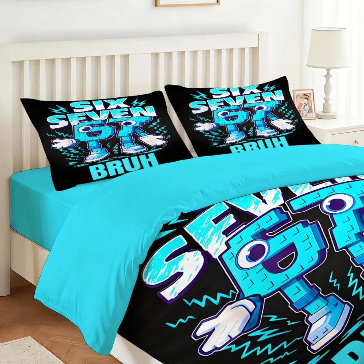 Ensemble de literie Cartoon Print Six Seven 67, 2/3 pièces, housse de couette et taie d'oreiller pour la maison, adolescents et adultes, cadeau pour garçons et filles
