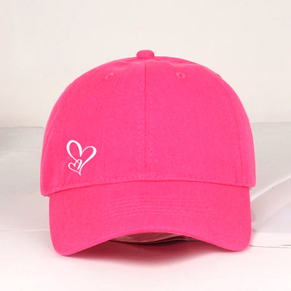 Minimalist Double Heart Print Soft-Peak Baseball Cap – Adjustable Unisex Casual Sun Hat for Couples – Perfect Gift for Best Frie