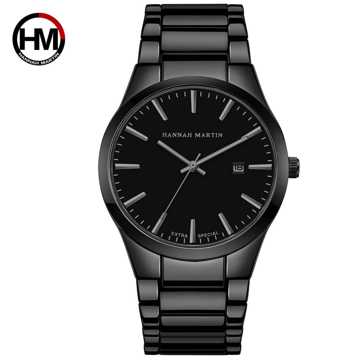 Pánské hodinky Hannah Martin, pouzdro z nerezové oceli, quartzový strojek, ciferník o průměru 41 mm, profesionální styl, s ukazatelem data (imitace)