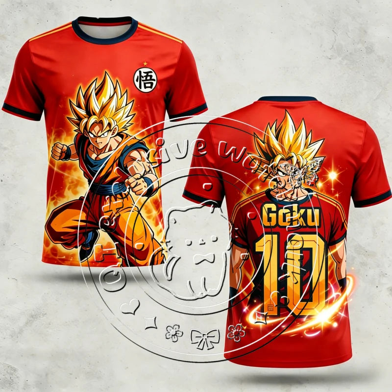 Dragon Ball Retro Super Goku 10 3D ispis, brzo sušenje, prozračan uniseks majica kratkih rukava za nogomet i košarku, casual sportska majica