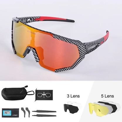 X-TIGER cyklistické brýle, polarizované brýle, cyklistické brýle, sportovní pánské fotochromatické sluneční brýle, brýle pro MTB a silniční kola, 3/5 čoček