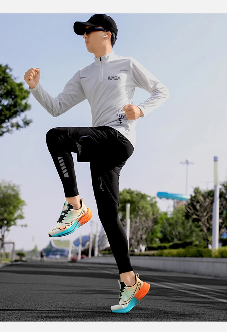 Men's Cushioning Running Shoes with Carbon Plate Marathon Women Lightweight Casual Sneakers for Jogging Workout Fitness Exercise
