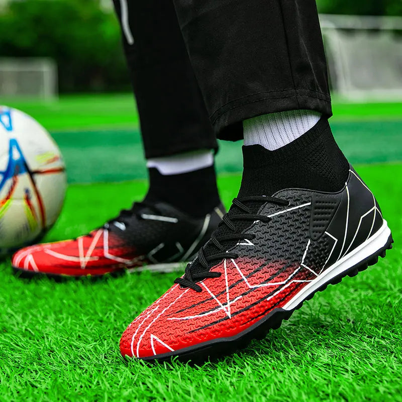 New Professional High Top Football Shoes Artificial Grass Leather Youth Students Training Soccer Shoes for Men And Women Sports
