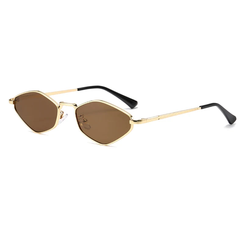 Fashion Female Small Frame Polygon Sunglasses Women Brand Designer Metal Frame Eyeglasses UV400 Protection Shades Oculos