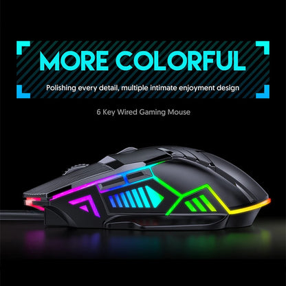 3200 DPI Ergonomic Wired Gaming Mouse, USB Computer Mouse, Gaming RGB Backlit Gamer Mouse, 6 Button LED Silent Mice for PC Laptop