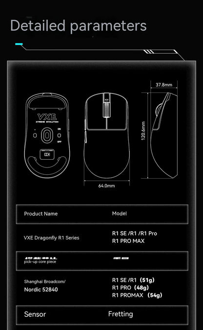 VXE Dragonfly R1 Pro Paw3395 Sensor Wireless Mouse Nordic 52840 2khz Smart Speed X Low Delay Office Gamer Pc Gaming Mouse