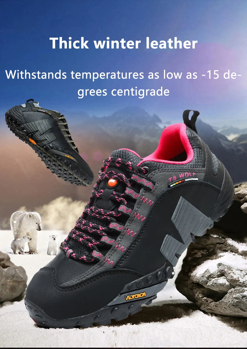 Mountaineering Shoes Men's Genuine Leather Outdoor Sports Anti Slip Mountaineering Hiking Shoes Breathable Tourism Shoes