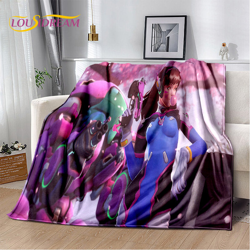 Overwatch Game Gamer D.Va Reaper Soft Plush Blanket, Flannel Blanket Throw Blanket for Living Room Bedroom Bed Sofa Picnic Kid 3D