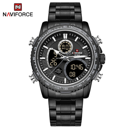 Pánské sportovní hodinky NAVIFORCE – originální luxusní náramkové hodinky z nerezové oceli, vodotěsný vojenský model s dvojitým displejem