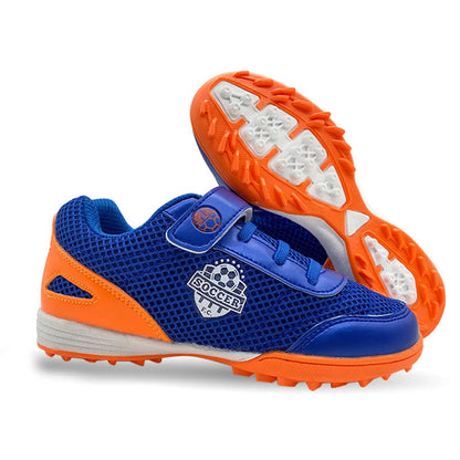 Zapatillas de fútbol para niños y niñas Tf, con cierre de velcro, sin tacos, para lacrosse, para principiantes, para críquet y para béisbol