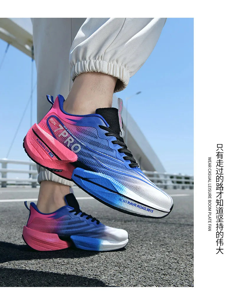 NEW Sports Running Shoes Men Marathon Breathable Comfortable Women Athletic Training Outdoor Sneakers Air Cushion Carbon Plate