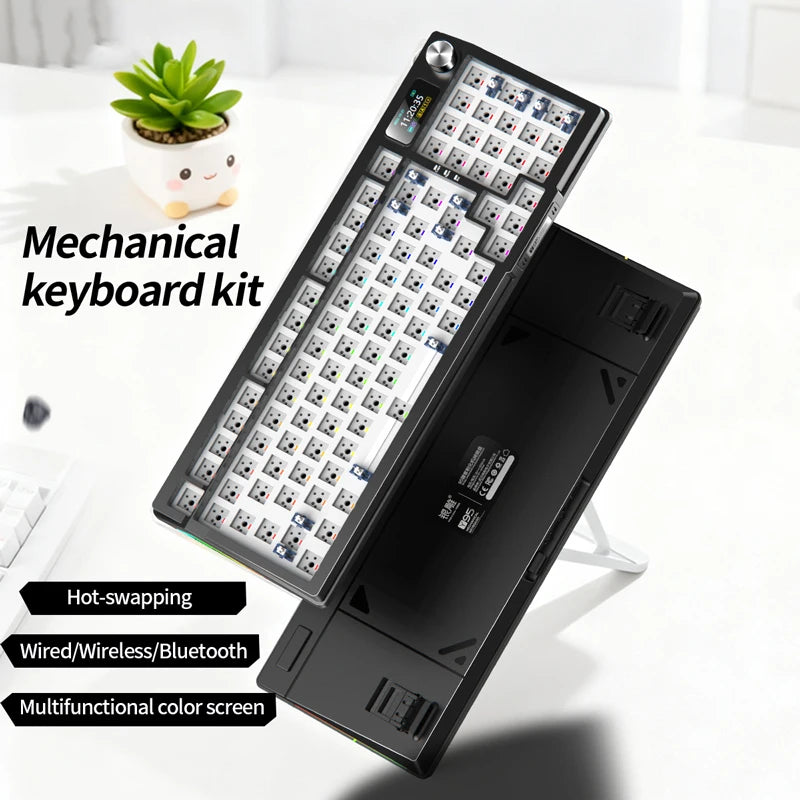 Kit de teclado YINDIAOY95 Hotswap con pantalla TFT, retroiluminación RGB completa, 2.4GHz, Bluetooth inalámbrico, teclado mecánico DIY personalizado