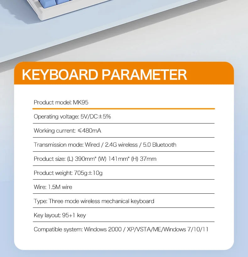 Spanish Mechanical Keyboard Spanish Russian Arabic Korean Thai Gaming Keyboard 95 Key Layout Backlight Type C With Numpad SK15
