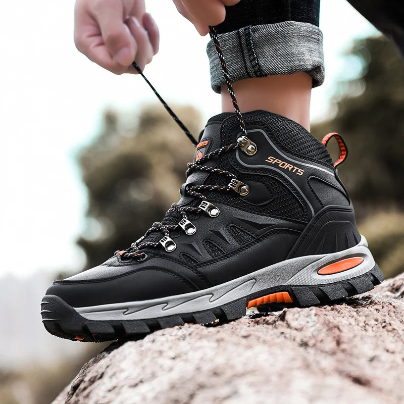 Outdoor Waterproof Hiking Boots Men's Women's Spring And Autumn Hiking Wear-resistant Mountain Sports Boots Hunting Sports Shoes