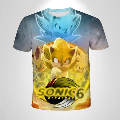 206 Sonic The Hedgehog – anime – oddychająca koszulka dla chłopców, odzież dziecięca, odzież codzienna, oddychający, cienki krój, koszulka unisex
