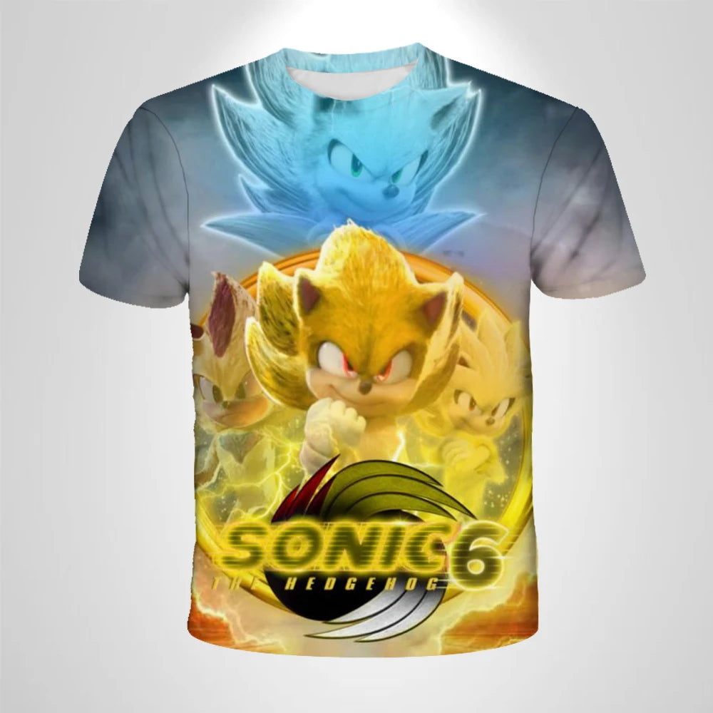 206 Sonic The Hedgehog – anime – oddychająca koszulka dla chłopców, odzież dziecięca, odzież codzienna, oddychający, cienki krój, koszulka unisex