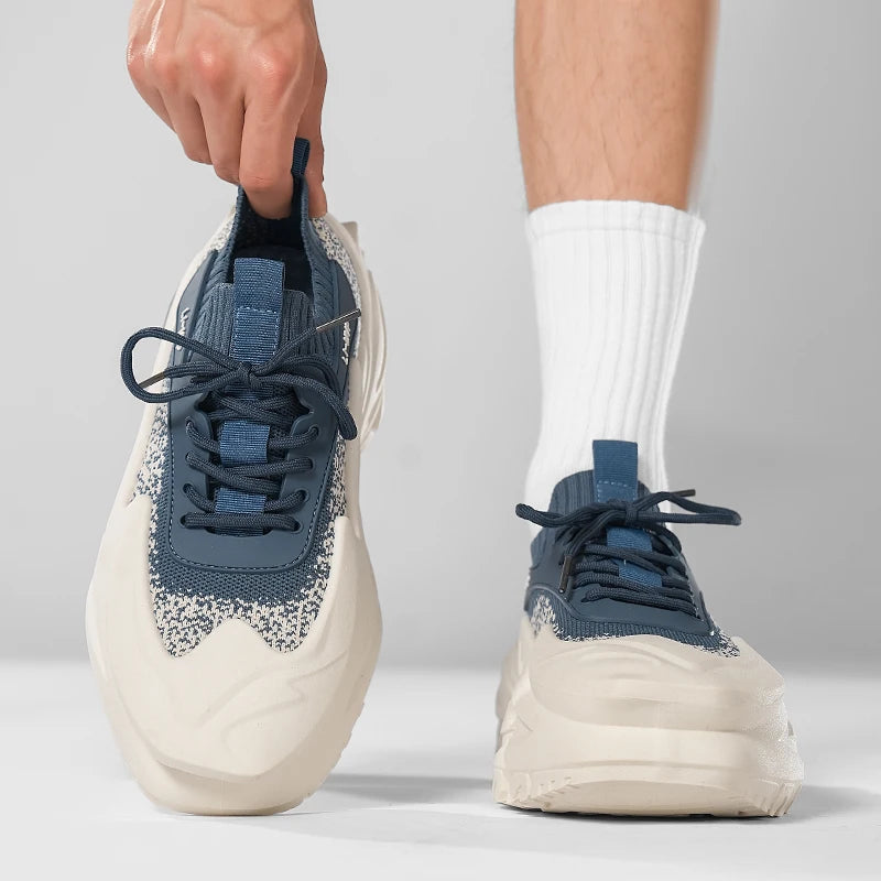 Męskie buty sportowe z elastyczną, grubą podeszwą, antypoślizgowe buty do ćwiczeń na świeżym powietrzu, uniwersalne buty do codziennego noszenia, modne buty uliczne, buty do spacerów